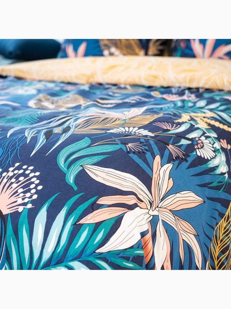 Parure de lit - côte deco - 260x240cm - 100% coton - motif feuilles tropicales - 2 taies Jaune - Kiabi