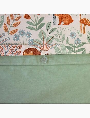 Parure de lit - cote deco - animaux de la forêt - 140x200 cm - coton - réversible