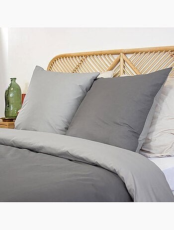 Parure de lit - côté déco - coton bicolore - 220x240 cm - 100% coton - réversible bleu/bleu clair