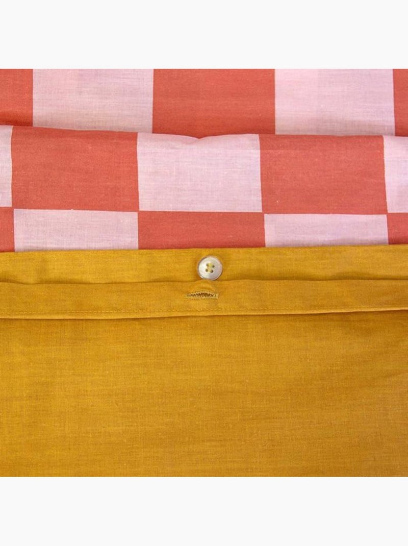 Parure de lit - côté déco - carreaux rouge & rose - 220 x 240 cm - 100% coton - 2 taies 63x63 Rose - Kiabi