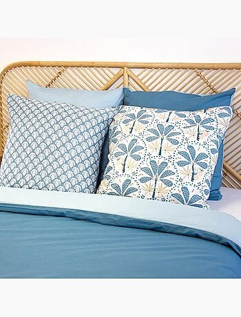 Parure de lit - côté déco - coton bicolore - 220x240 cm - 100% coton - réversible bleu/bleu clair