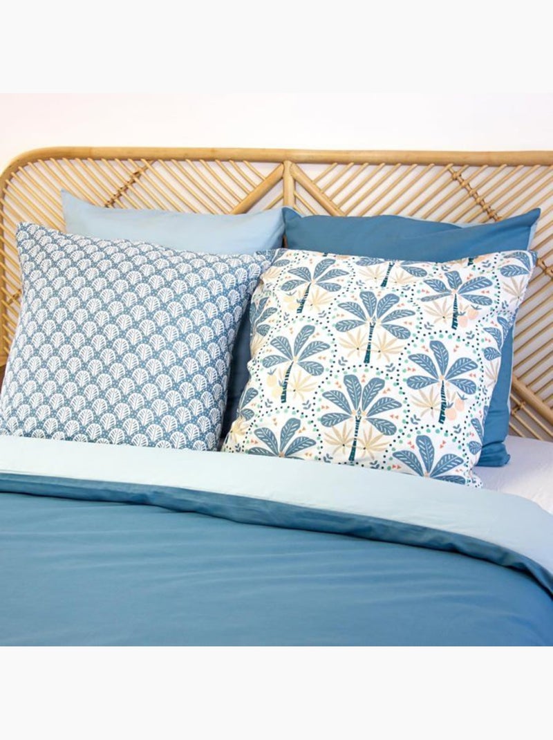 Parure de lit - côté déco - coton bicolore - 220x240 cm - 100% coton - réversible bleu/bleu clair Bleu - Kiabi