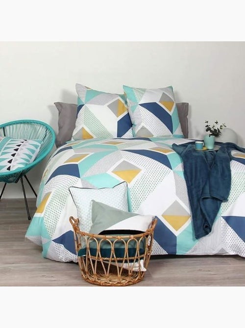 Parure de lit - côte deco - driis géométrique - microfibre - 200x200 cm - douceur exceptionnelle - Kiabi