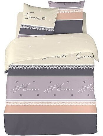 Parure de lit - cote deco - géométrique - 220x240 cm - 2 taies 63x63 cm - microfibre