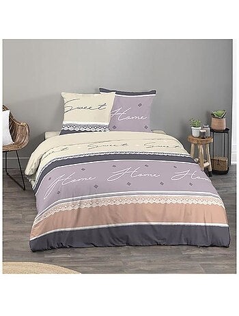 Parure de lit - cote deco - géométrique - 220x240 cm - 2 taies 63x63 cm - microfibre