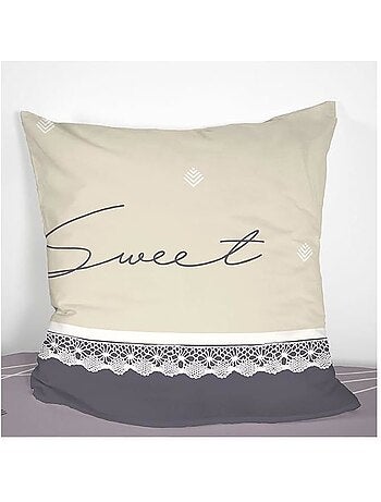 Parure de lit - cote deco - géométrique - 220x240 cm - 2 taies 63x63 cm - microfibre