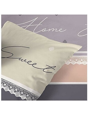 Parure de lit - cote deco - géométrique - 220x240 cm - 2 taies 63x63 cm - microfibre