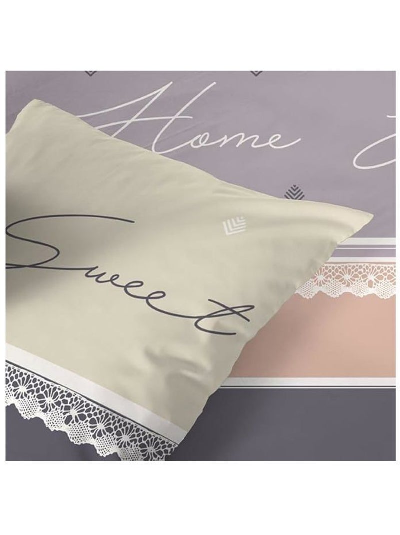 Parure de lit - cote deco - géométrique - 220x240 cm - 2 taies 63x63 cm - microfibre Violet - Kiabi