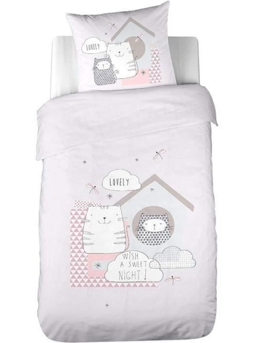 Parure de lit - cote deco - housse de couette 140x200 cm - 100% coton - imprimé chat - enfant - Kiabi