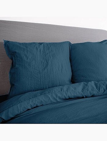 Parure de lit - côte deco - housse de couette 240x220 cm - 2 taies d'oreiller - microfibre - bleu