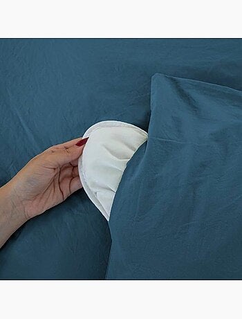 Parure de lit - côte deco - housse de couette 240x220 cm - 2 taies d'oreiller - microfibre - bleu