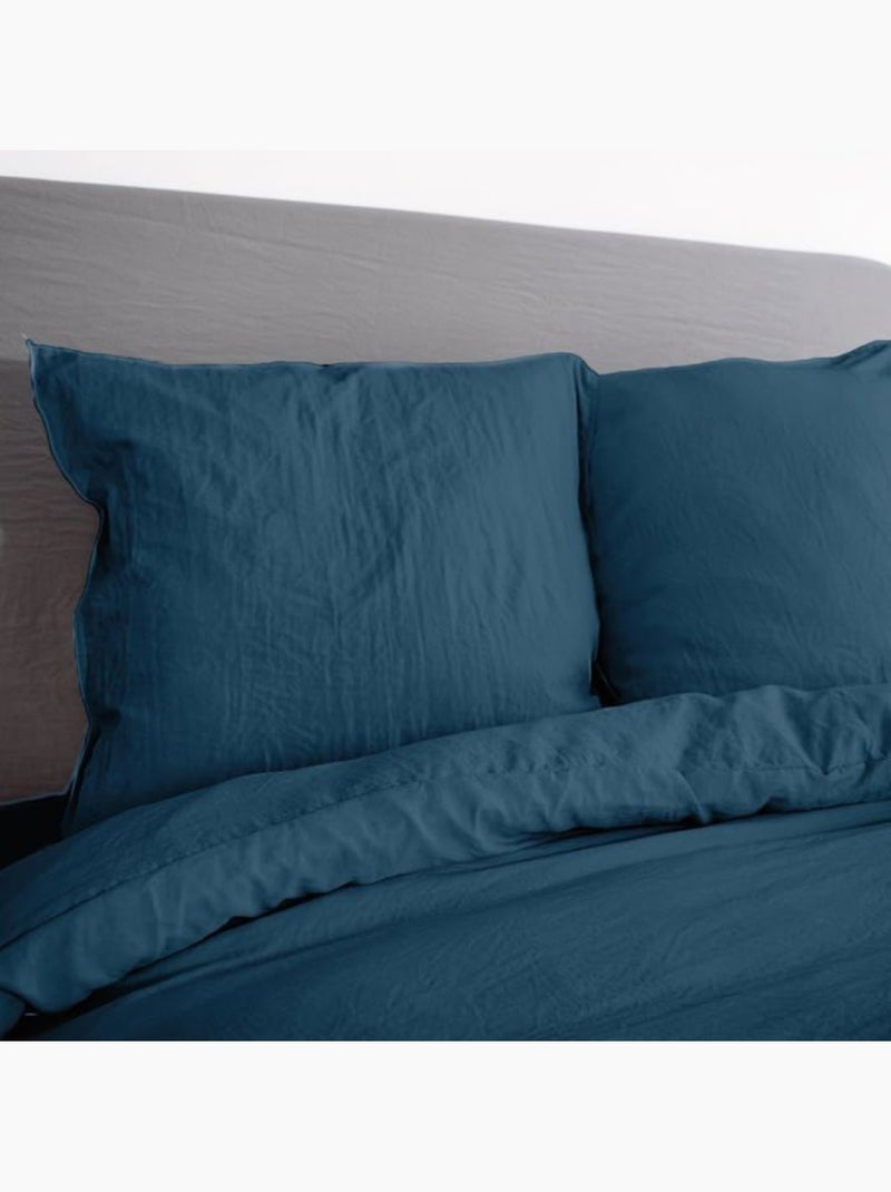 Parure de lit - côte deco - housse de couette 240x220 cm - 2 taies d'oreiller - microfibre - bleu Bleu - Kiabi