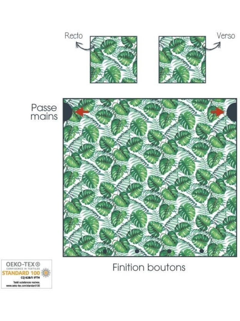 Parure de lit - cote deco - ibana - 100% coton - 240x220 cm - certifiée oeko-tex Vert - Kiabi