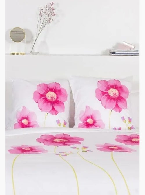 Parure de lit - côté déco - printemps - 100% coton - imprimé fleuri - 2 personnes - Kiabi