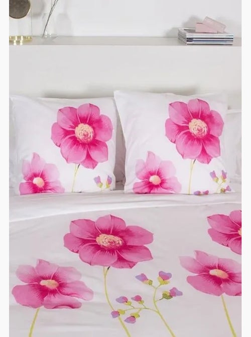Parure de lit - côté déco - printemps - 100% coton - imprimé fleuri - 2 personnes - Kiabi