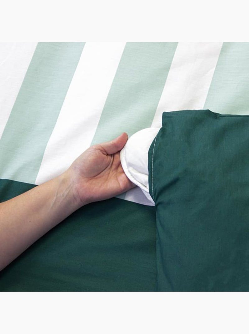 Parure de lit - côté déco - rayé vert et blanc - coton 100% - 220x240 cm - 2 taies 63x63 Vert - Kiabi