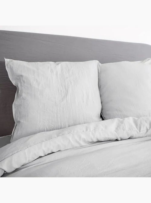 Parure de lit - cote deco - unie - 240x220 cm - microfibre - gris perle - Kiabi Parure de lit - cote deco - unie - 240x220 cm - microfibre - gris perle - Kiabi