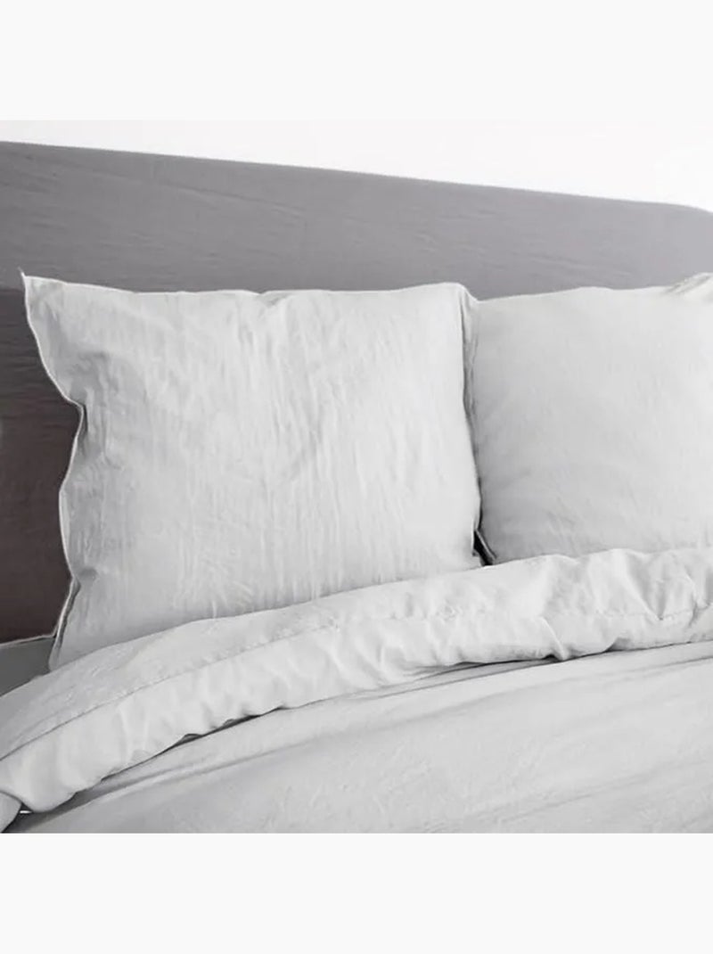 Parure de lit - cote deco - unie - 240x220 cm - microfibre - gris perle Gris perle - Kiabi