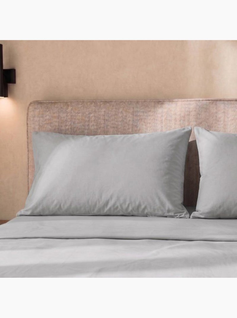 Parure de lit - coton percale 200 fils - the white stone Gris - Kiabi