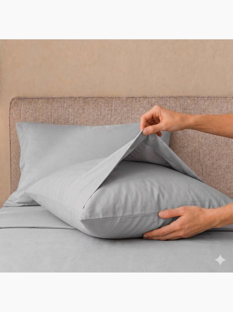 Parure de lit - coton percale 200 fils - the white stone Gris - Kiabi