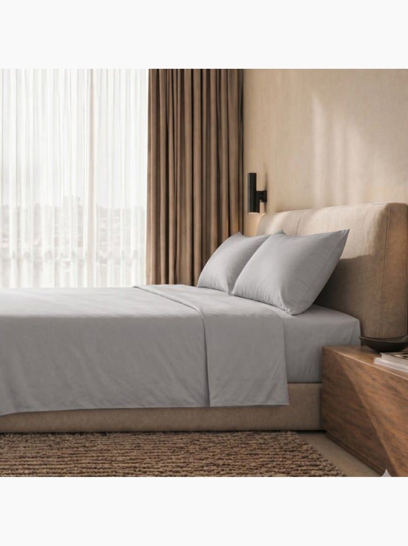 Parure de lit - coton percale 200 fils - the white stone Gris - Kiabi