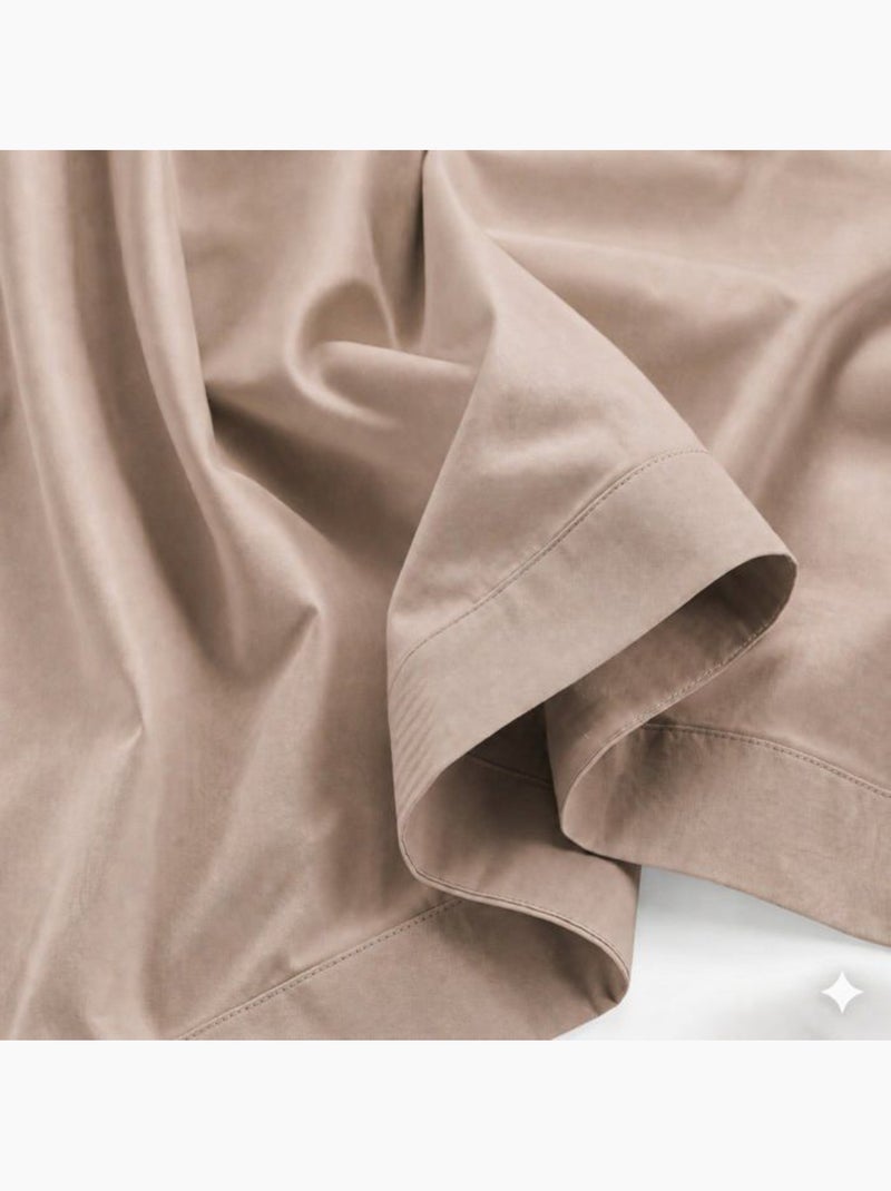 Parure de lit - Coton percale 200 fils - The White Stone Marron - Kiabi