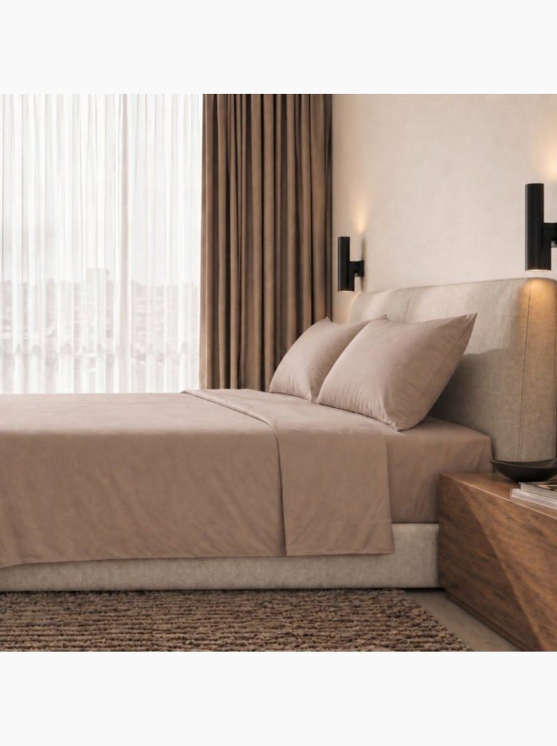 Parure de lit - Coton percale 200 fils - The White Stone Marron - Kiabi
