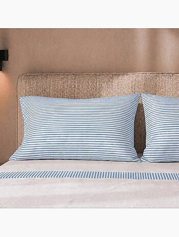 Parure de lit - coton tissage toile rayé - the white stone