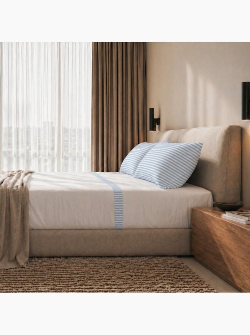 Parure de lit - coton tissage toile rayé - the white stone Bleu - Kiabi