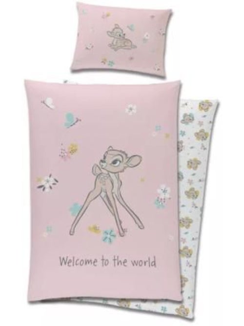 Parure de lit - disney - bambi - housse de couette réversible - 100% coton - rose - Kiabi