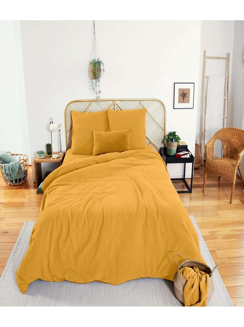 Parure de lit - Double gaze de coton Jaune - Kiabi