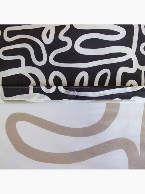 Parure de lit - housse de couette - 220x240 cm - 100% coton - géométrique réversible - beige noir - Kiabi Parure de lit - housse de couette - 220x240 cm - 100% coton - géométrique réversible - beige noir - Kiabi