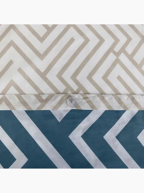 Parure de lit - housse de couette - 220x240 cm - 100% coton - motif géométrique - bleu blanc beige - Kiabi Parure de lit - housse de couette - 220x240 cm - 100% coton - motif géométrique - bleu blanc beige - Kiabi