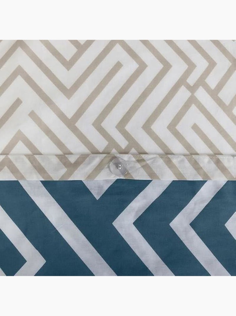 Parure de lit - housse de couette - 220x240 cm - 100% coton - motif géométrique - bleu blanc beige Bleu - Kiabi