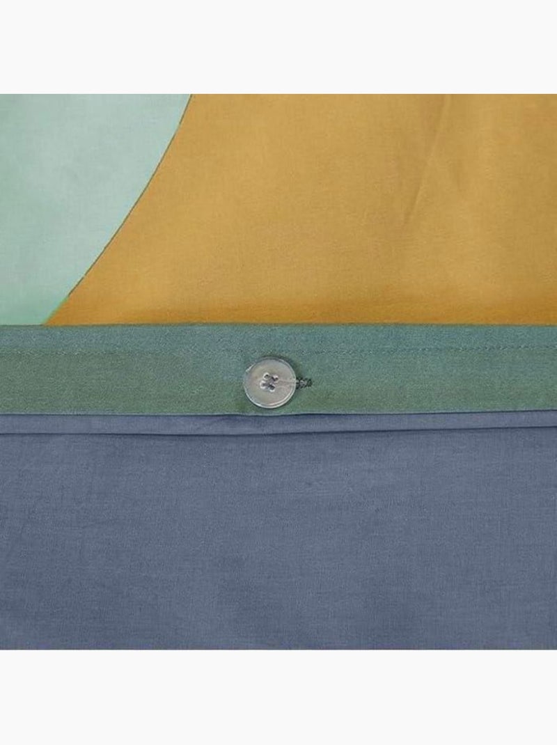 Parure de lit - housse de couette - 220x240 cm - 100% coton - motif géométrique - bleu, jaune Blanc/Jaune/Vert - Kiabi