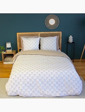 Parure de lit - COTE DECO - Géométrique - Microfibre - 240x220 cm - Rose et doré
