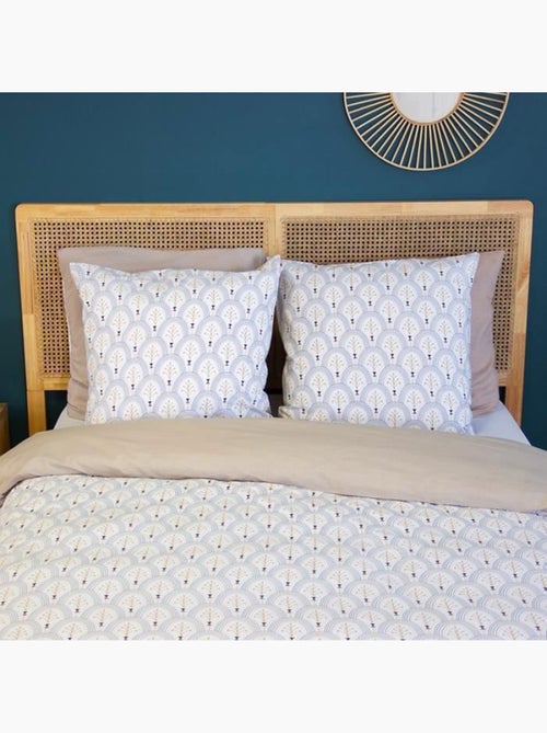 Parure de lit - housse de couette - 220x240 cm - 100% coton - réversible - géométrique blanc beige - Kiabi Parure de lit - housse de couette - 220x240 cm - 100% coton - réversible - géométrique blanc beige - Kiabi