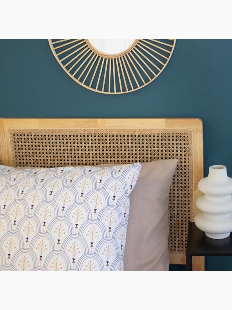 Parure de lit - housse de couette - 220x240 cm - 100% coton - réversible - géométrique blanc beige Beige - Kiabi