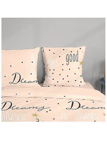 Parure de lit - housse de couette - 220x240 cm - 2 taies d'oreiller - imprimé à pois - microfibre