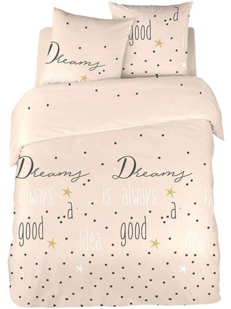 Parure de lit - housse de couette - 220x240 cm - 2 taies d'oreiller - imprimé à pois - microfibre Rose - Kiabi