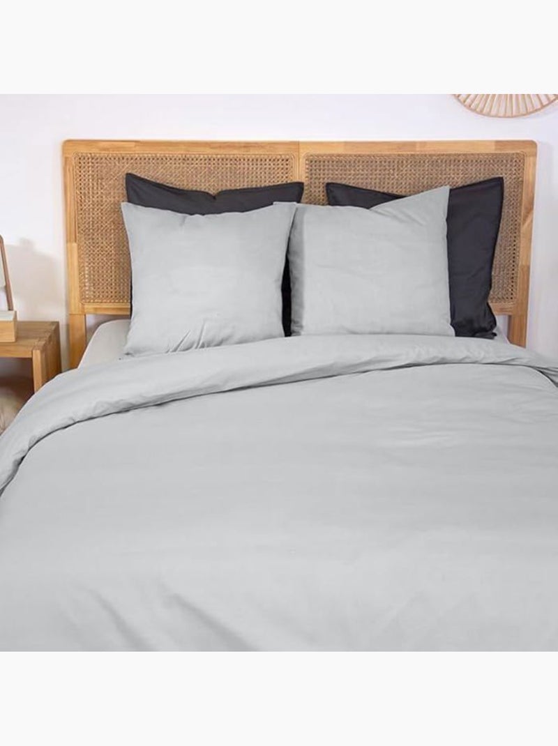 Parure de lit - housse de couette - 220x240 cm - 2 taies d'oreiller - percale de coton - gris uni Gris - Kiabi