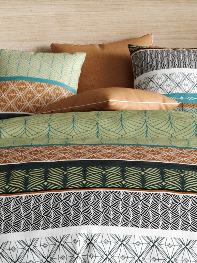 Parure de lit - housse de couette 100% Coton 57 fils Echo Vert - Kiabi