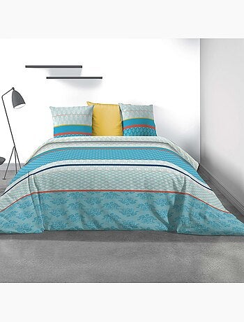 Parure de lit - Housse de couette 100% Coton 57 fils Eva Blue