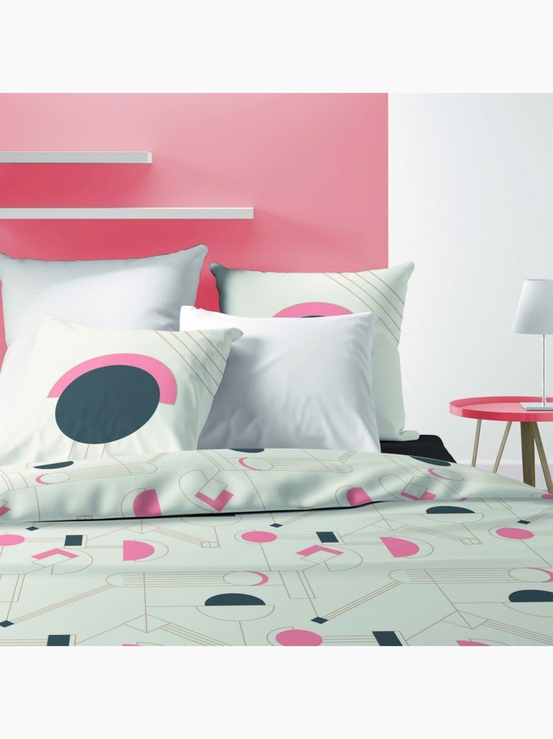 Parure de lit - Housse de couette 100% Coton 57 fils Hawa Pink Multicolore - Kiabi