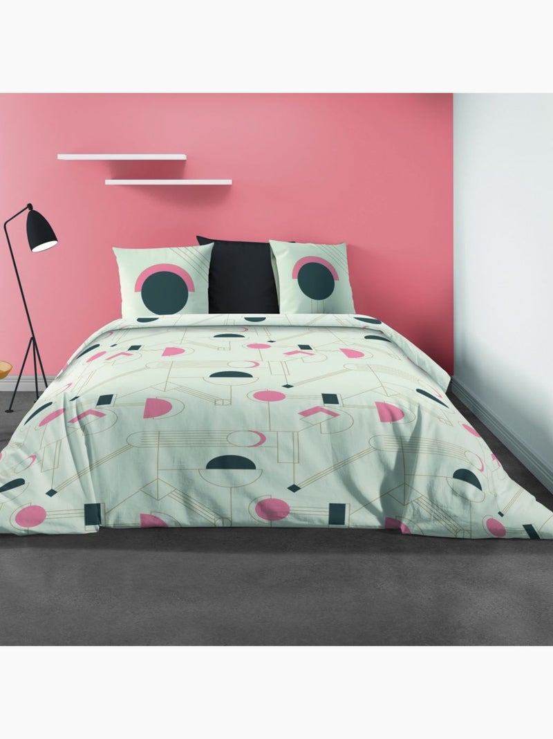 Parure de lit - Housse de couette 100% Coton 57 fils Hawa Pink Multicolore - Kiabi
