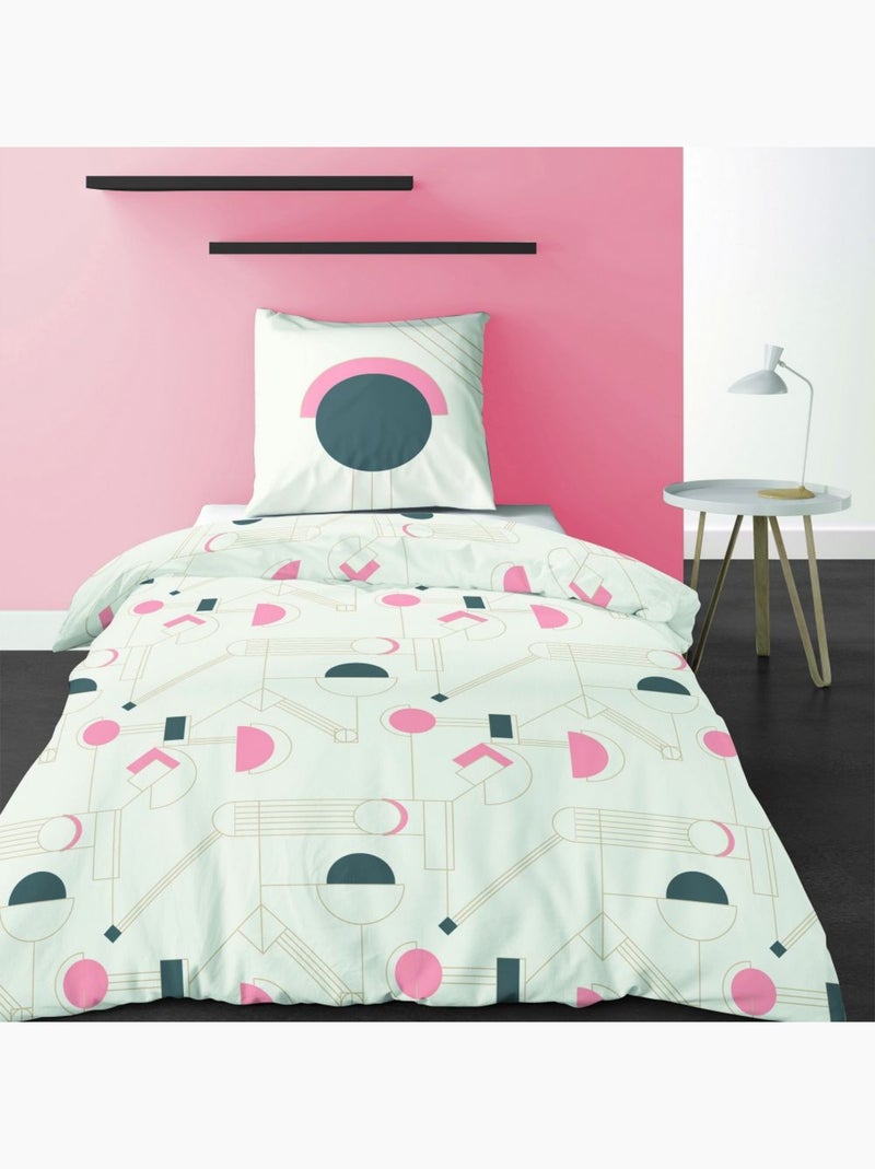 Parure de lit - Housse de couette 100% Coton 57 fils Hawa Pink Multicolore - Kiabi