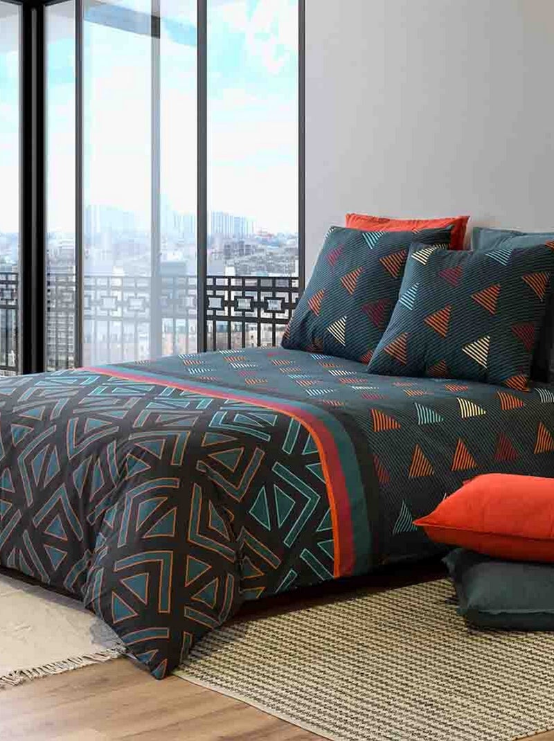 Parure de lit - housse de couette Coton 57 fils Holi Multicolore - Kiabi