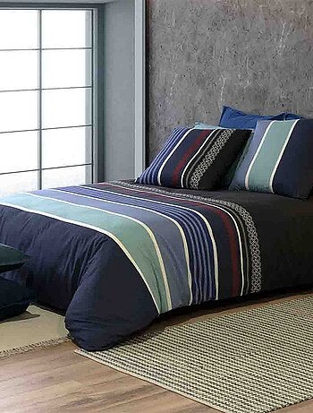 Parure de lit - Housse de couette réversible Percale de Coton Azul