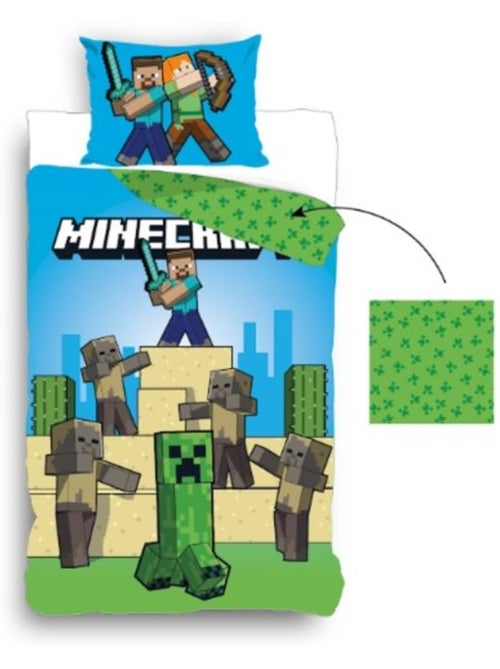 Parure de lit - minecraft - housse de couette réversible - 140x200cm - skin creeper - enfant - Kiabi Parure de lit - minecraft - housse de couette réversible - 140x200cm - skin creeper - enfant - Kiabi