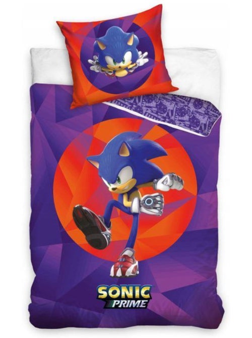 Parure de lit - sonic prime - housse de couette réversible - 140x200cm - 100% coton - violet - Kiabi